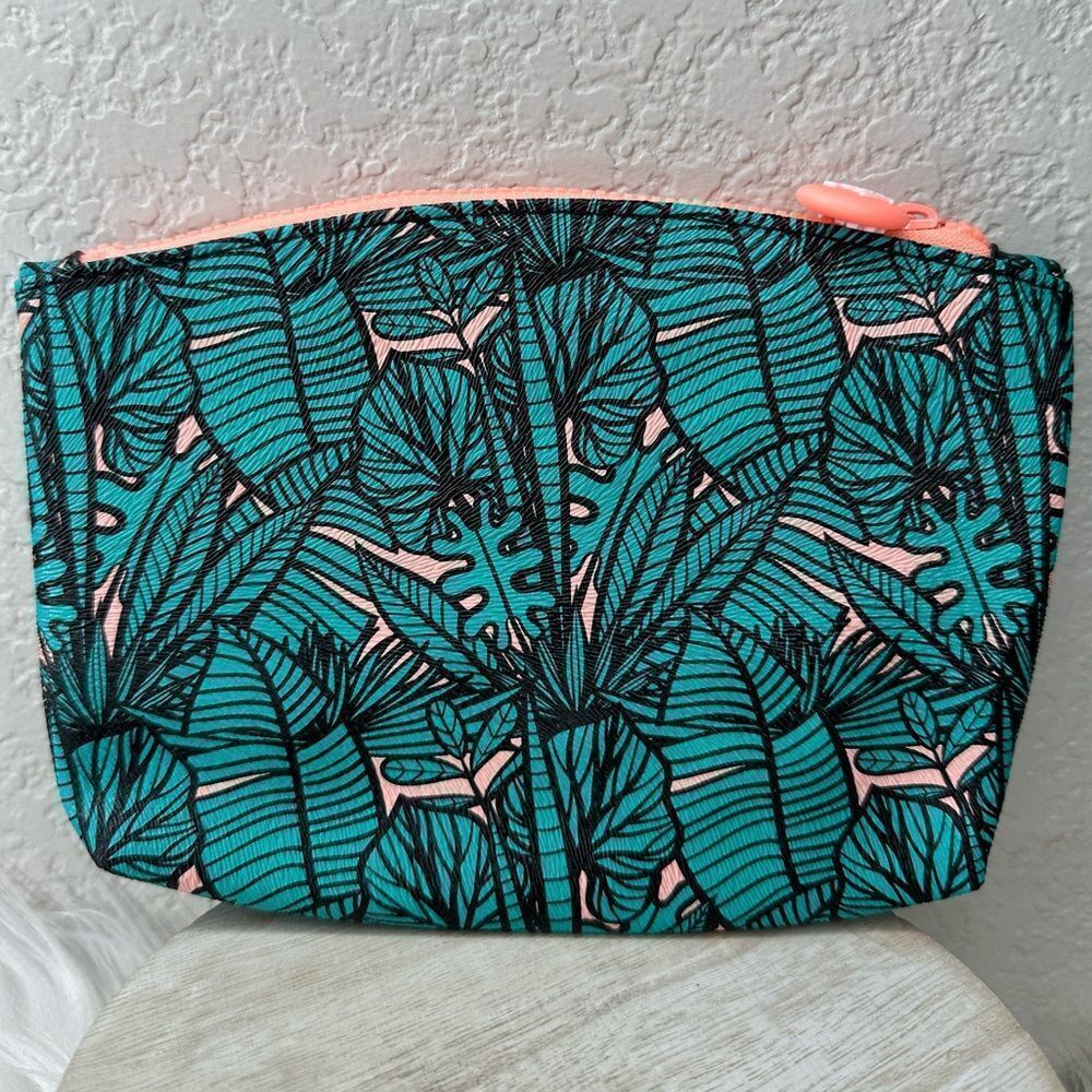 $5 🌙 Ipsy Tropical 🌴 Makeup Bag‎ NEW With Coral Detailing